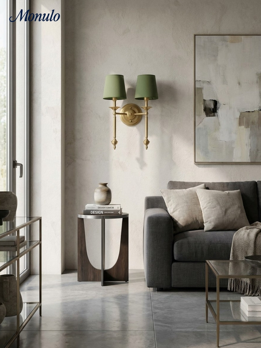 Rowan Fabric Shade Wall Sconce in Antique Copper - Vintage Luxury Light for Interiors