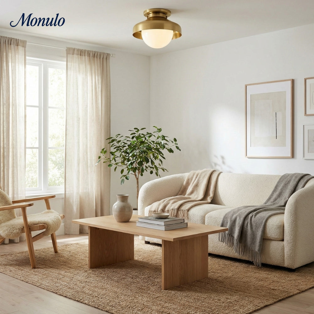 Hanton Aufputz-Deckenleuchte – Modernes minimalistisches Leuchtmittel mit Milchglas- und Metallschirm