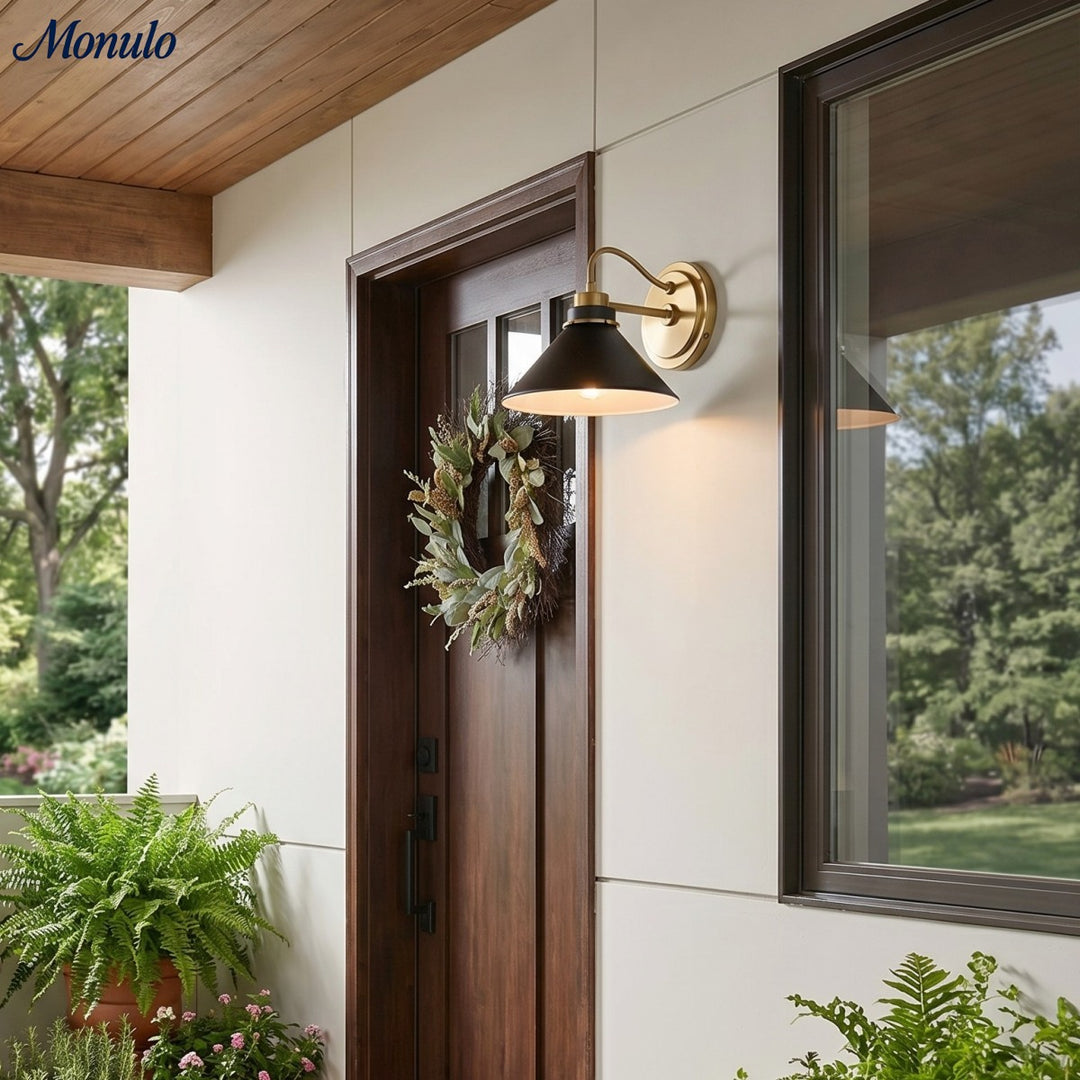 Aplique de pared Aurenza con brazo curvo y forma de globo: lámpara de pared industrial moderna para baño, dormitorio y pasillo.