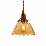 Cargar imagen en el visor de la Galería, Amber ribbed glass pendant