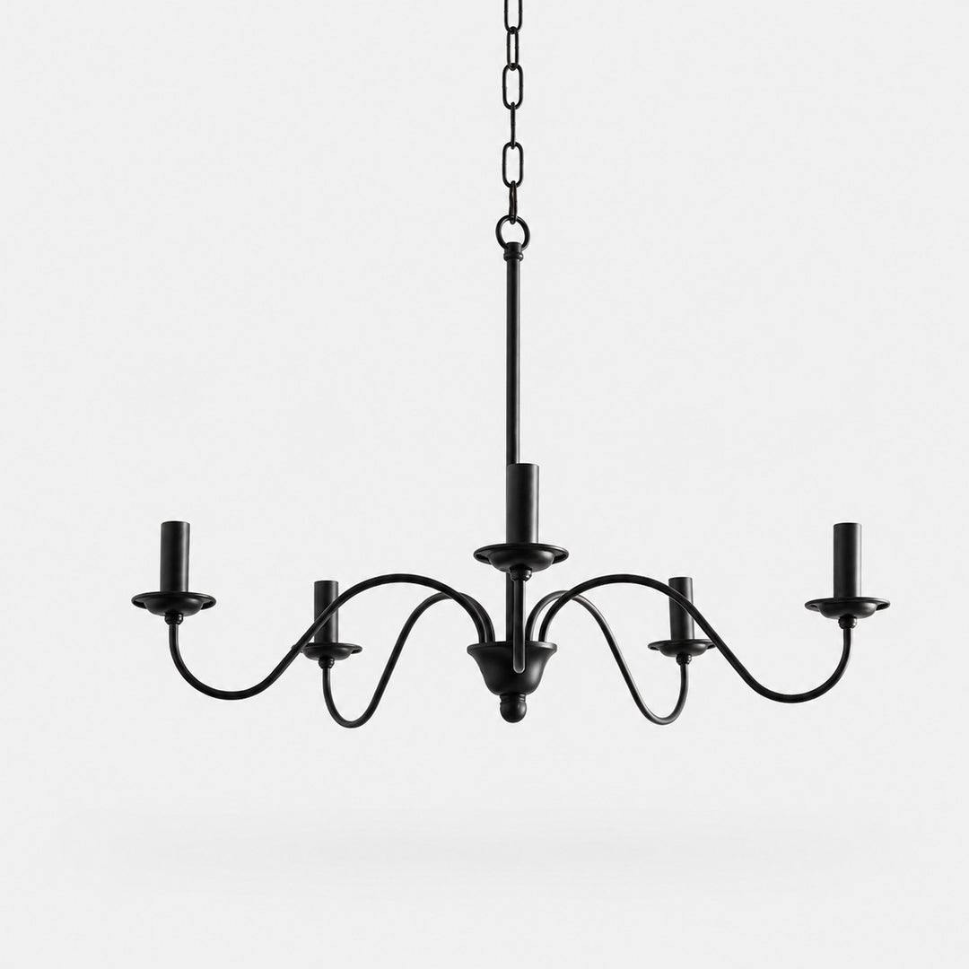 Lustre vintage en fer noir de style bougeoir