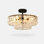 Cargar imagen en el visor de la Galería, French vintage ripple glass chandelier with smoked glass