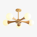 Load image into Gallery viewer, Novalune Multi-Light Glass Globe Chandelier with Wood Frame - Japanese Zen Style for Living Room