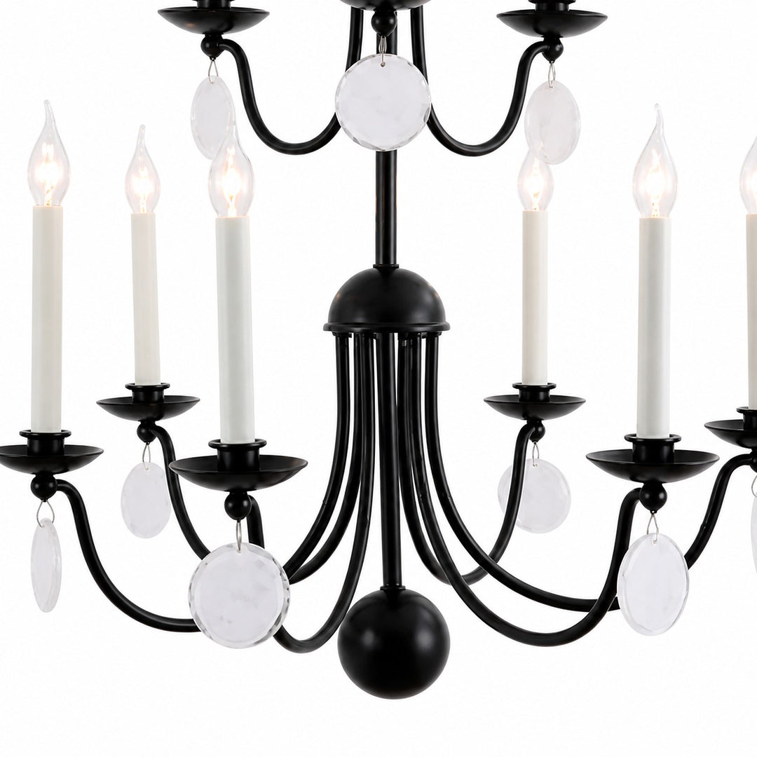 Multi-Layer Black Candle Staircase Chandelier