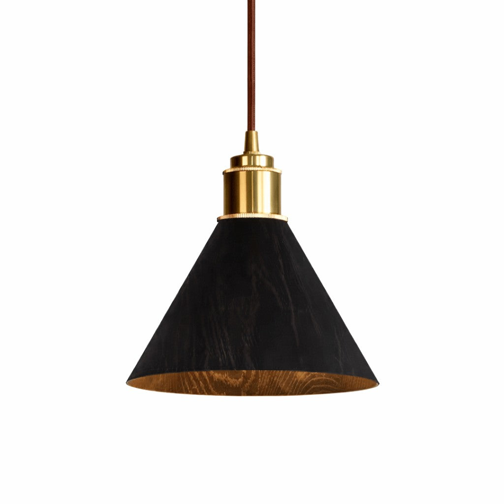 Turned Wood Conical Plug-In Pendant