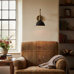 Cargar imagen en el visor de la Galería, Conique Metal Vintage Industrial Swing Arm Wall Lamp - Adjustable Dome Shade for Study
