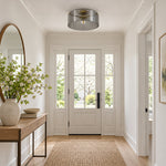 Cargar imagen en el visor de la Galería, Smoke ribbed glass ceiling light in a spring entry