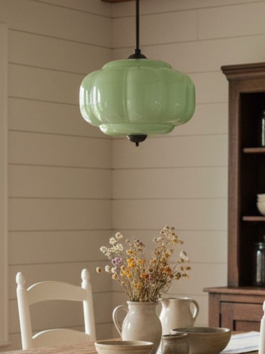 Vintage Milk Glass Semi Flush Mount Eloise Pendant Light
