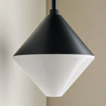 Charger l'image dans la visionneuse de galerie, close detail of black cone shade and white diffuser