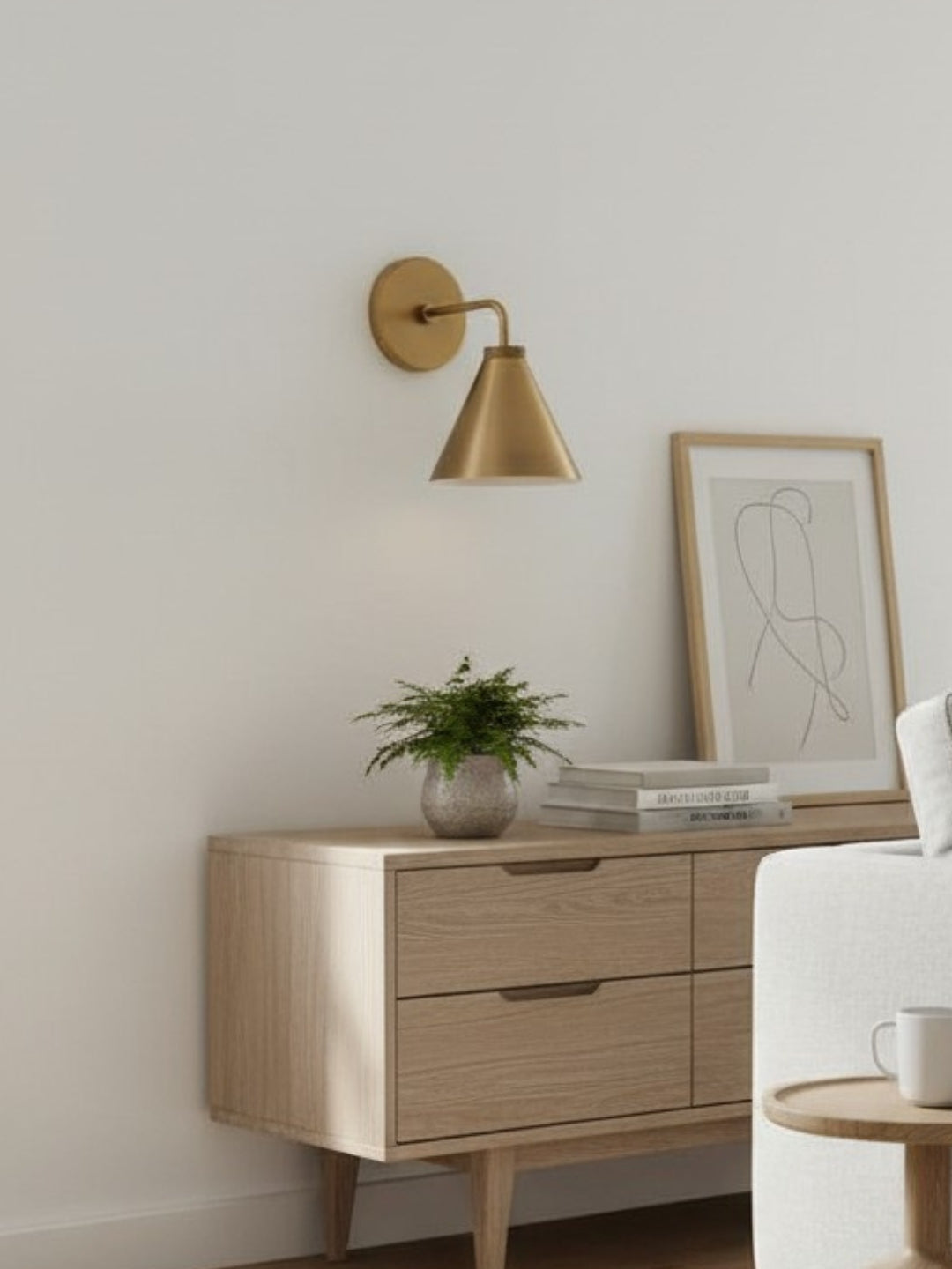 Applique murale conique conique en métal noir ou laiton – Design rétro 