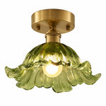 Load image into Gallery viewer, Small Green Striped-Flower Ceiling Light, Iron