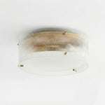 Cargar imagen en el visor de la Galería, Lámpara de Techo Redonda de Latón con Vidrio Estriado Glimmerove – Montaje Empotrado de Estilo Rústico Chic para Salas y Baños