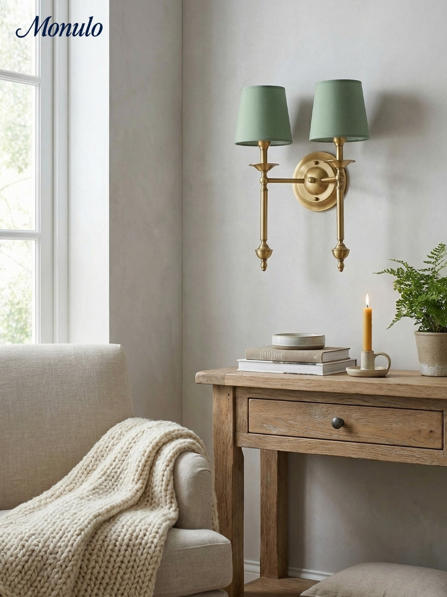 Rowan Fabric Shade Wall Sconce in Antique Copper - Vintage Luxury Light for Interiors