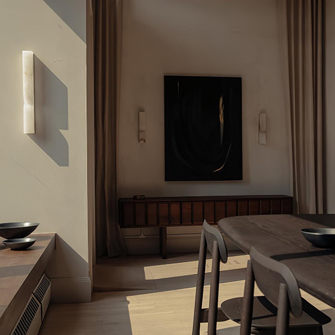 Lámpara de Pared Rectangular Moderna de Alabastro – Aplique Minimalista para Dormitorio, Pasillo y Sala