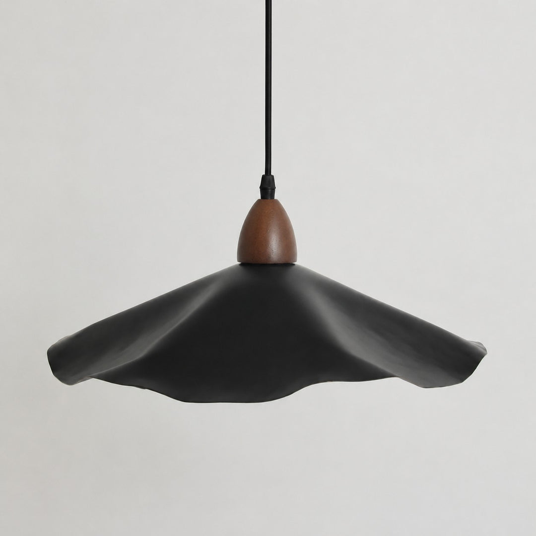 Vintage Wavy Pendant Light with Aged Metal Shade