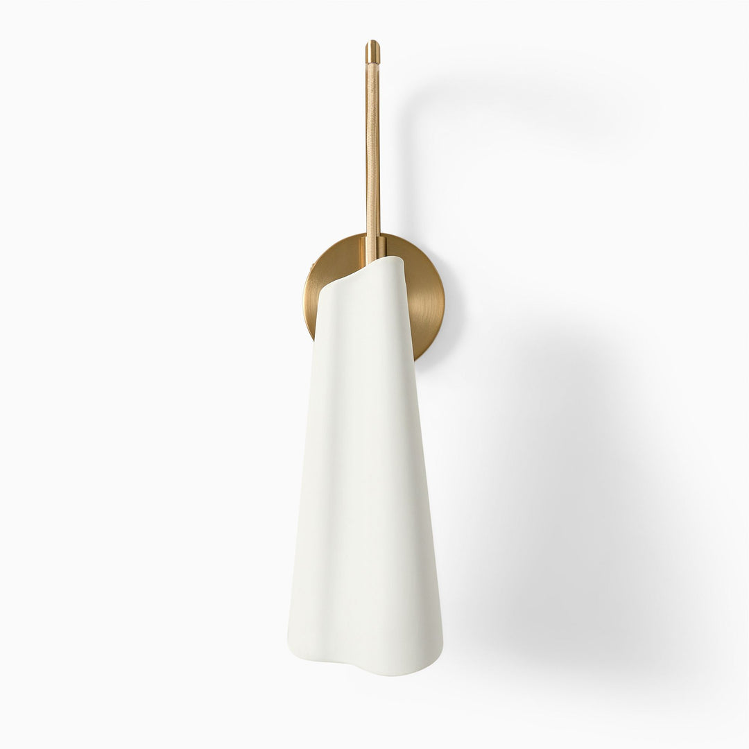 Aplique de pared elegante Orovia: cerámica, vidrio y metal, latón champán