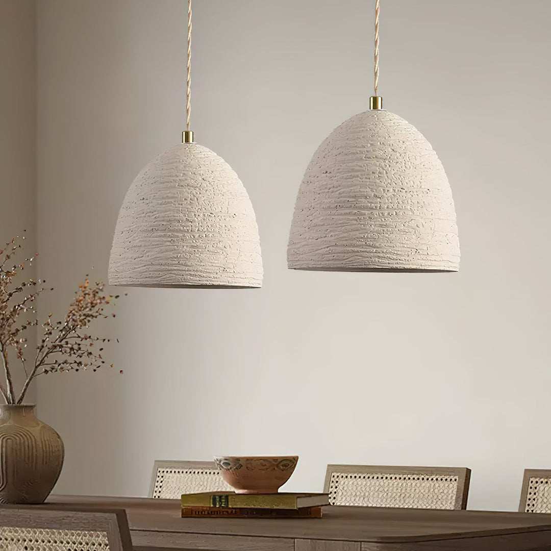 Textured Cement Gold Plug-In Swag Pendant