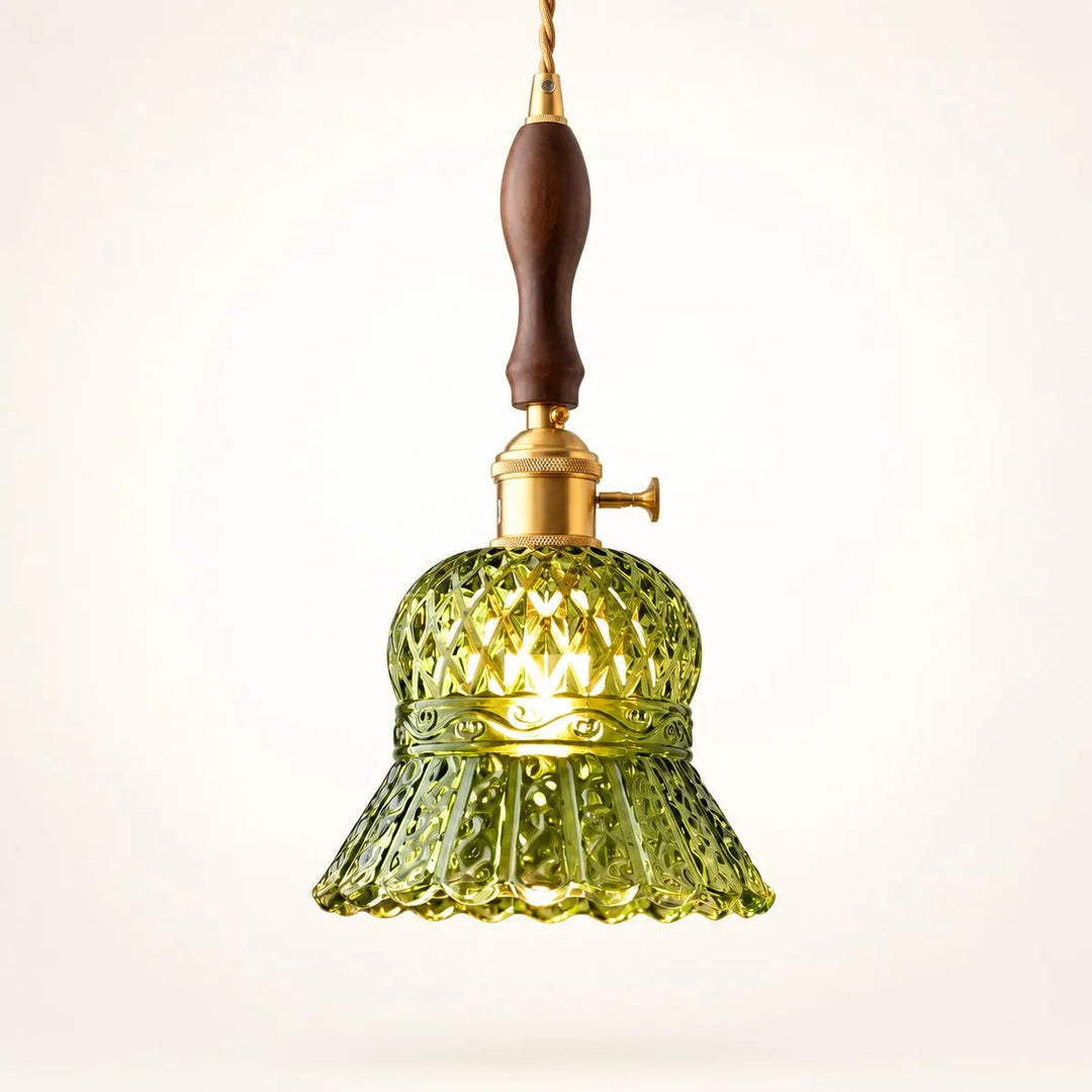 Vintage Brass Pineapple Glass Pendant Lamp