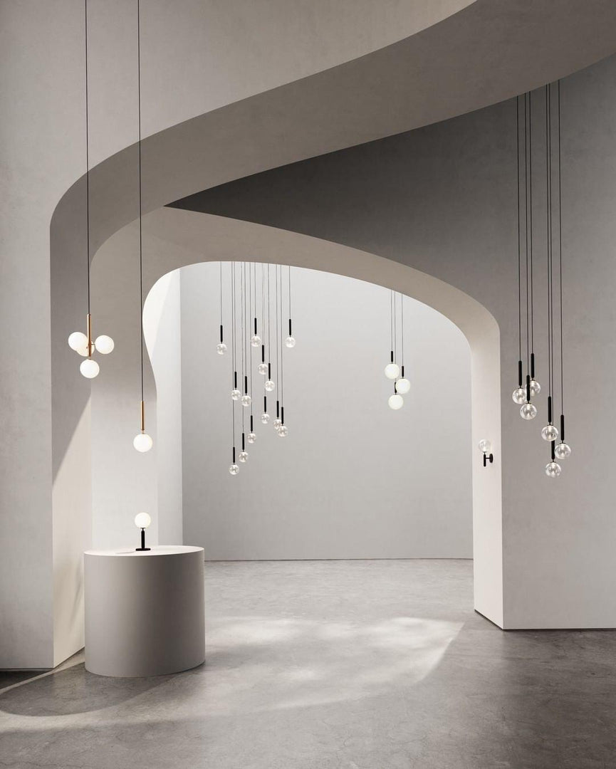 Rounded Brass Glass Plug-In Pendant Light