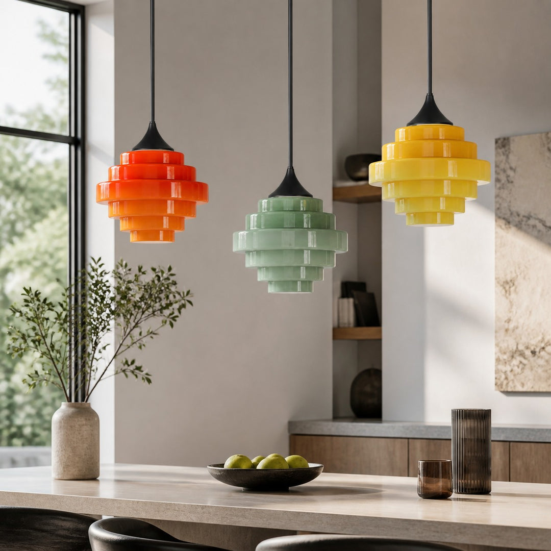 Sanenos Gradient Glass Pendant Light – Retro Geometric Design