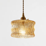 Cargar imagen en el visor de la Galería, Amber tea ripple glass ceiling pendant with warm bulb