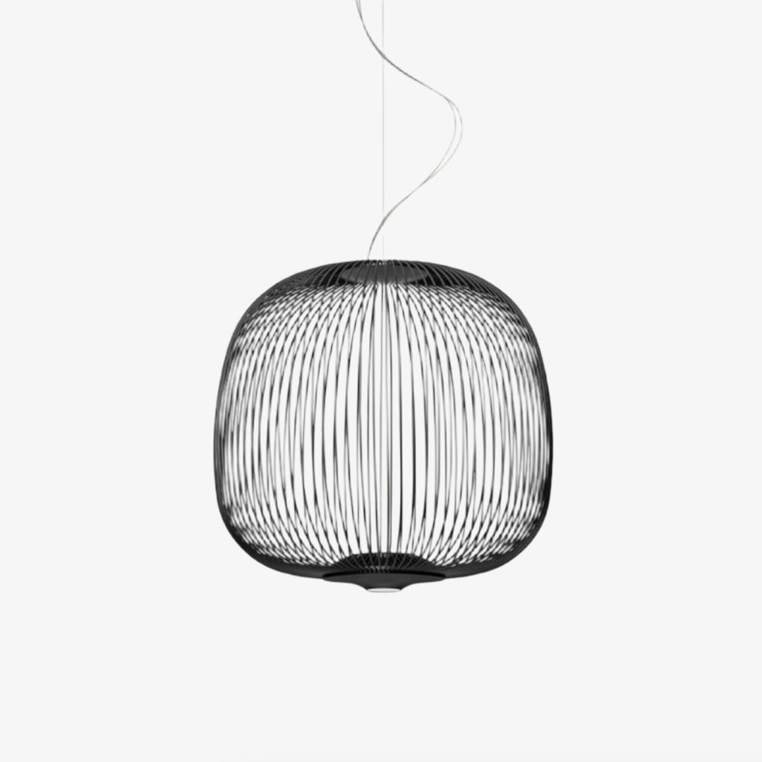 Lámpara de suspensión minimalista Radiloop - Diseño inspirado en farol de metal para comedor N48