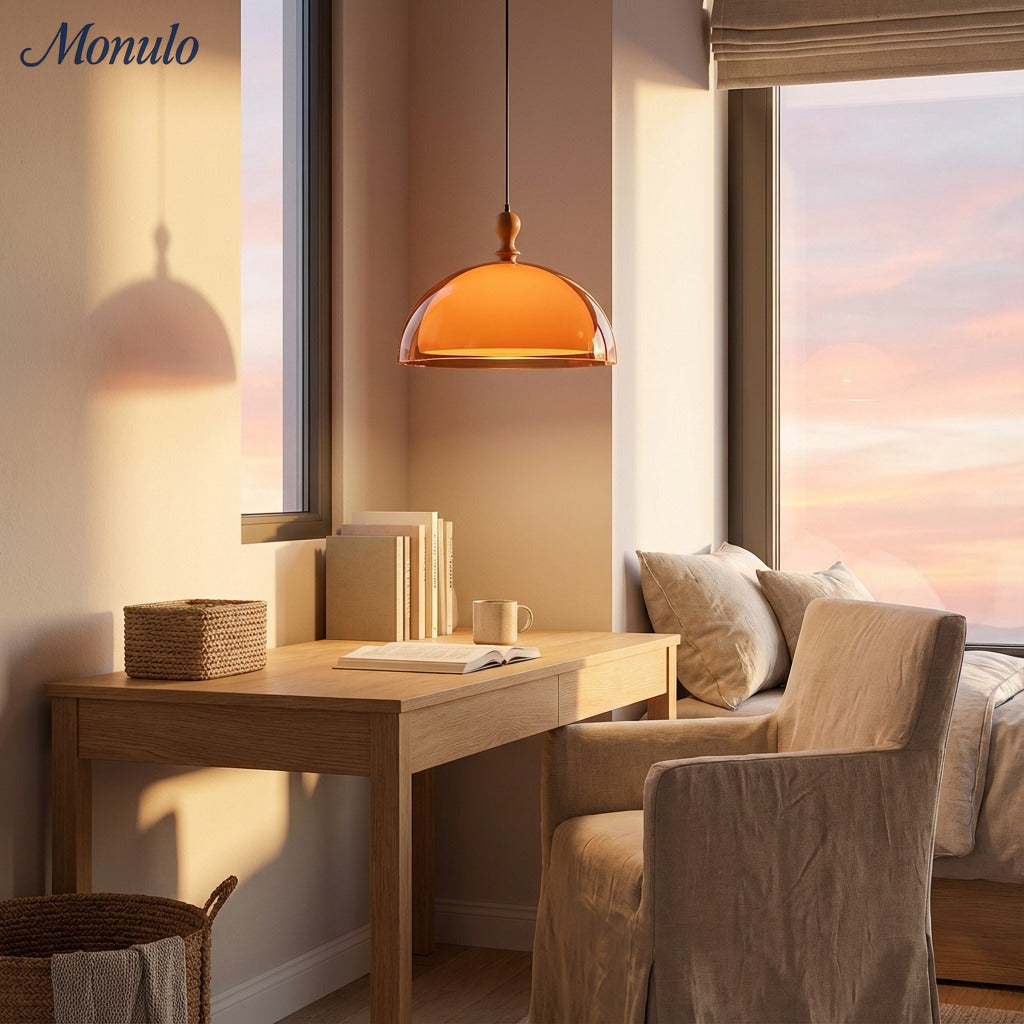 Lanterne suspendue médiévale Sunset Afterglow avec abat-jour en acrylique français pour salle à manger et hall d'entrée