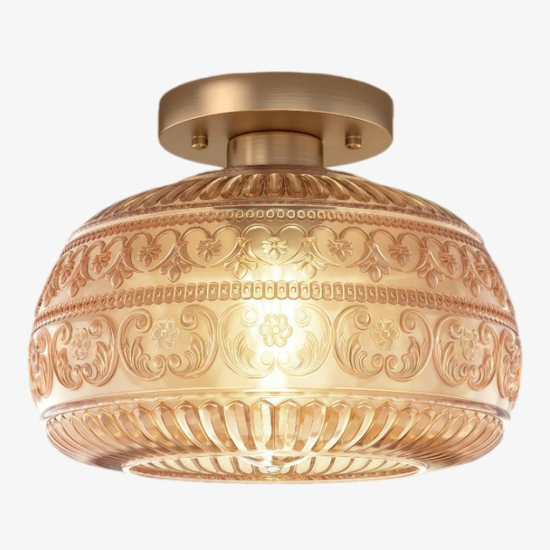 Lámpara de Techo Empotrada de Vidrio con Patrón Teñido Lurex - Diseño Grabado e Iluminación Decorativa para Interiores U21