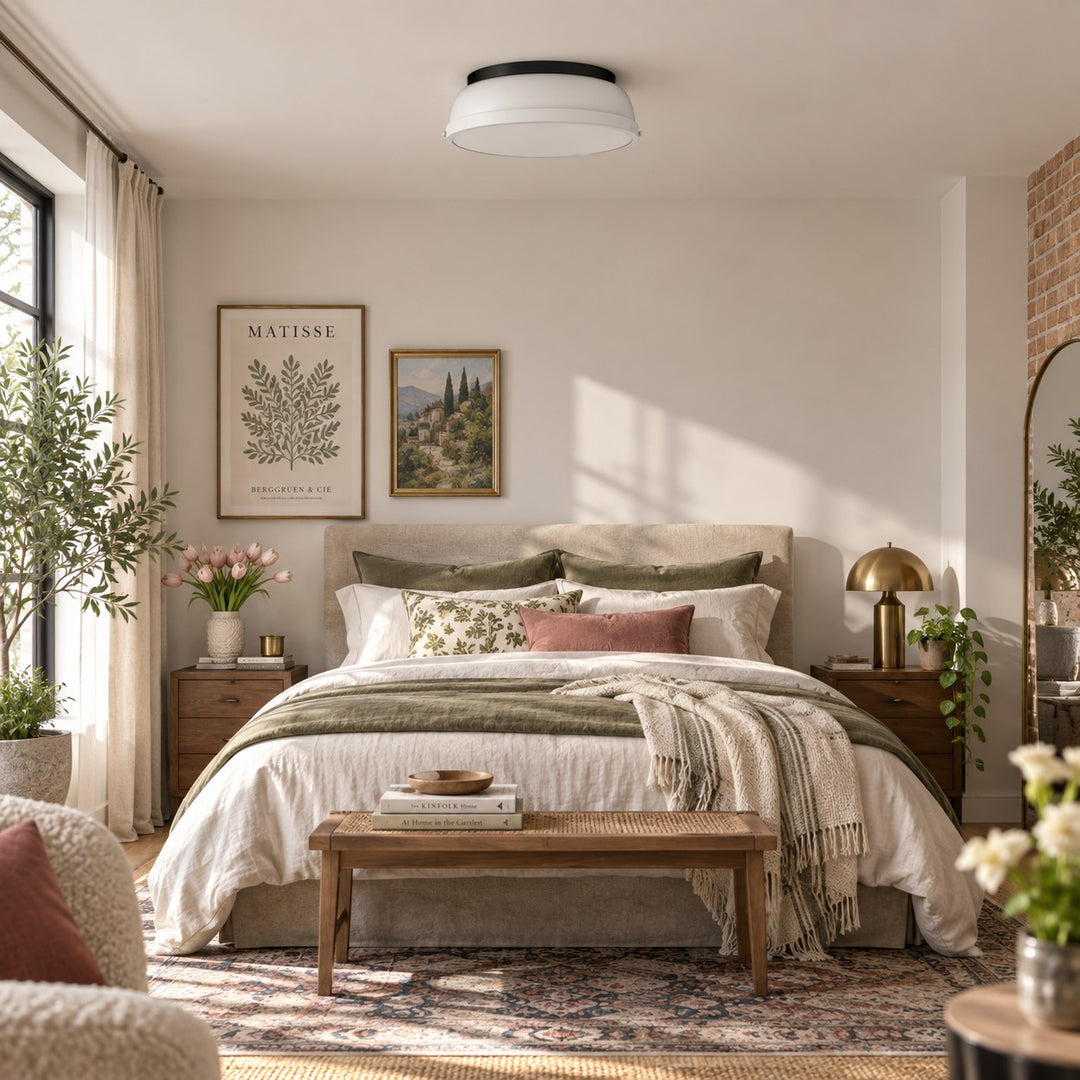 Metal Flush Mount Ceiling Fixture with Frosted Diffuser