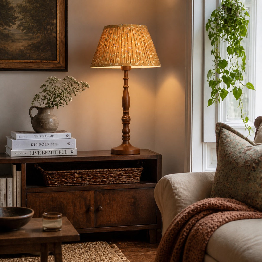 Vintage Floral Pleated Shade Table Lamp