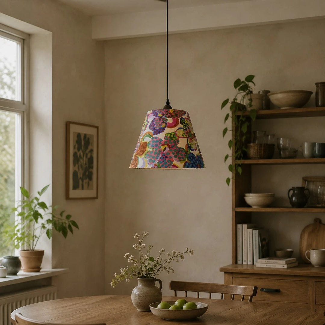 Colorful Floral Fabric Pendant Lamp