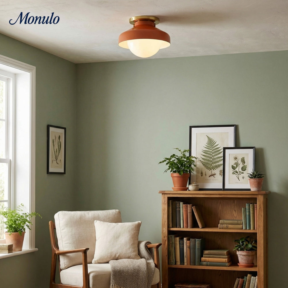 Hanton Aufputz-Deckenleuchte – Modernes minimalistisches Leuchtmittel mit Milchglas- und Metallschirm