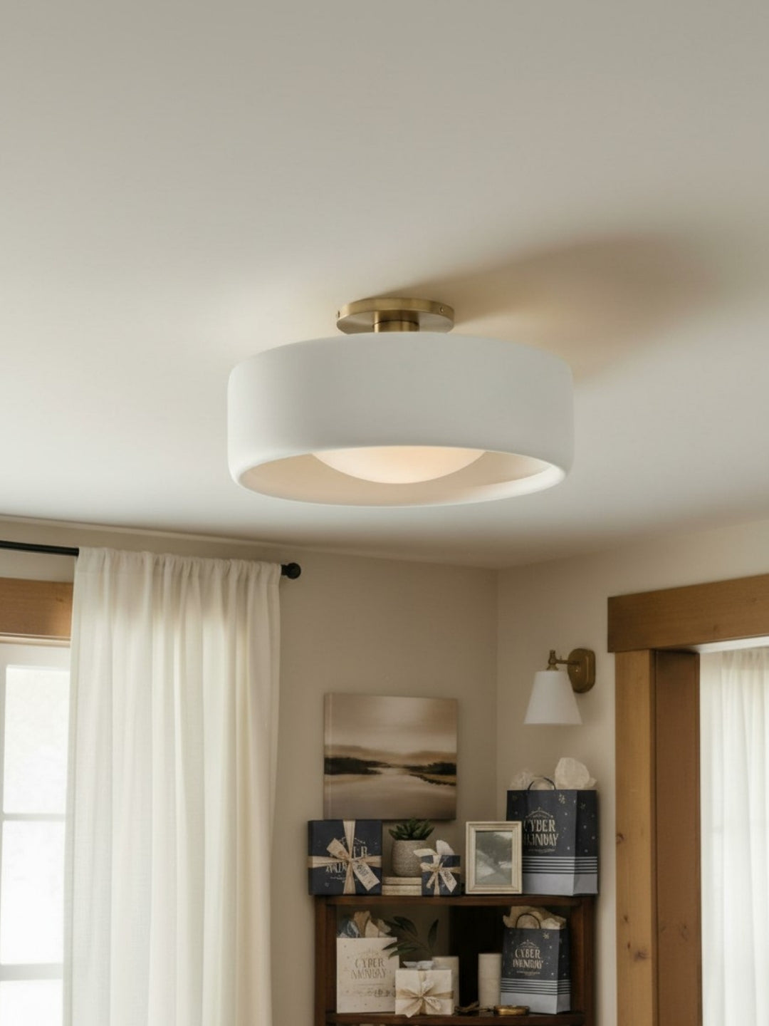 Plafonnier encastré en porcelaine Cerova – Luminaire discret