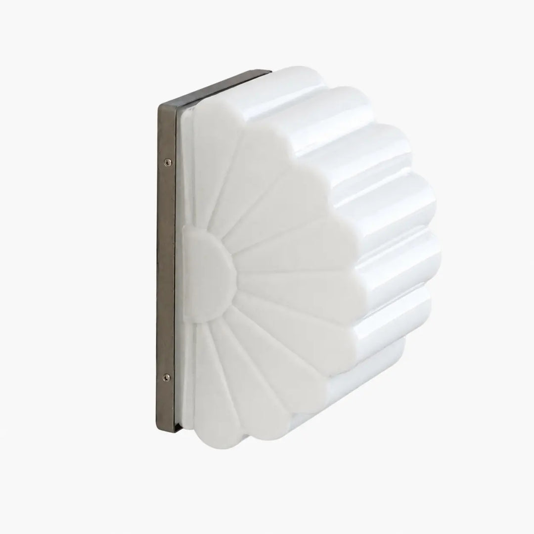 White pleated glass LED wall sconce