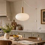 Charger l'image dans la visionneuse de galerie, Retro ribbed glass plug-in pendant light in a home interior