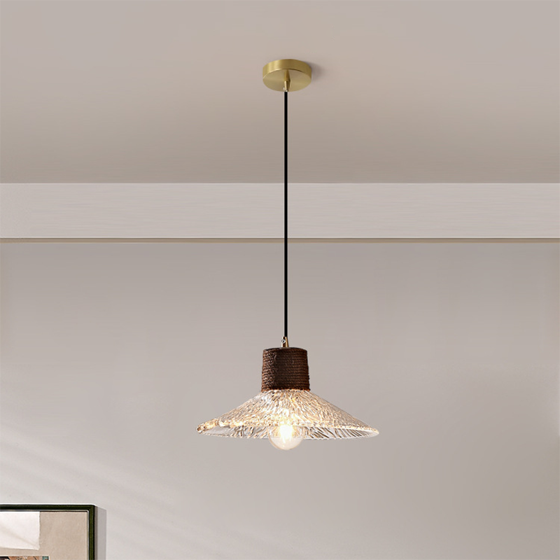 Nordische Hanfseil Glas Pendelleuchte