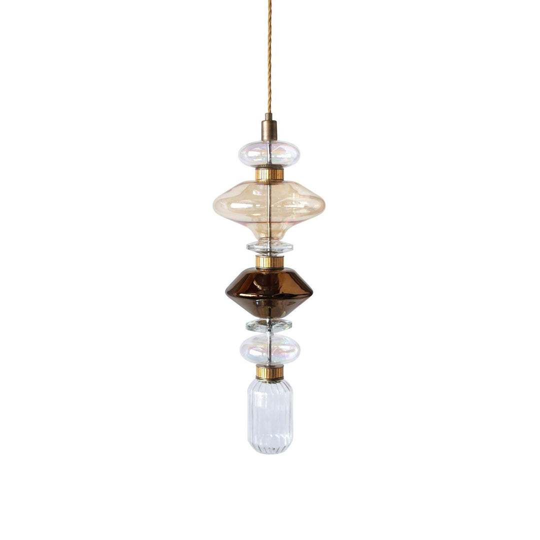 Suspension contemporaine - Fer, métal, verre, or, marron, résistante à l'humidité