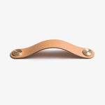 Load image into Gallery viewer, Cowhide leather and brass cabinet pull handle color and size option
