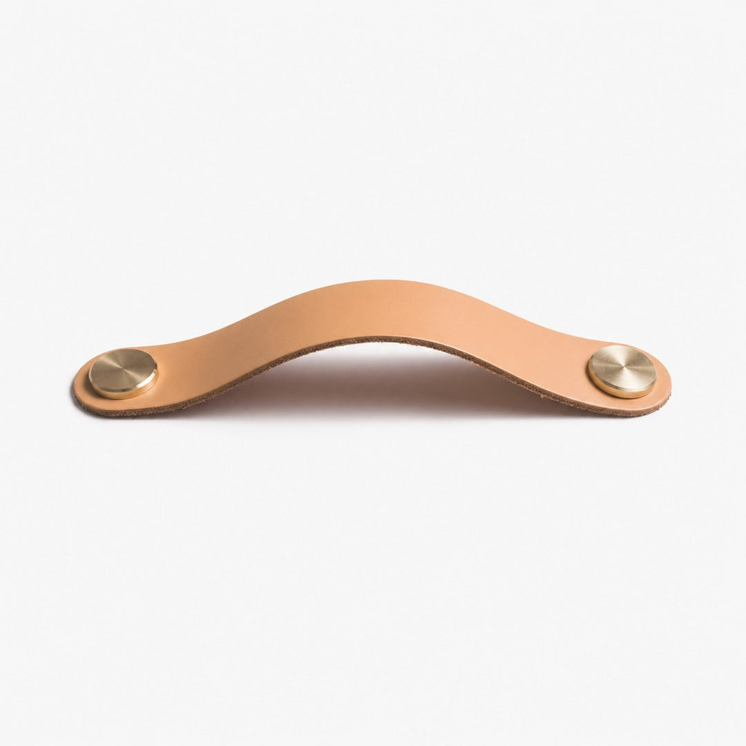 Cowhide leather and brass cabinet pull handle color and size option
