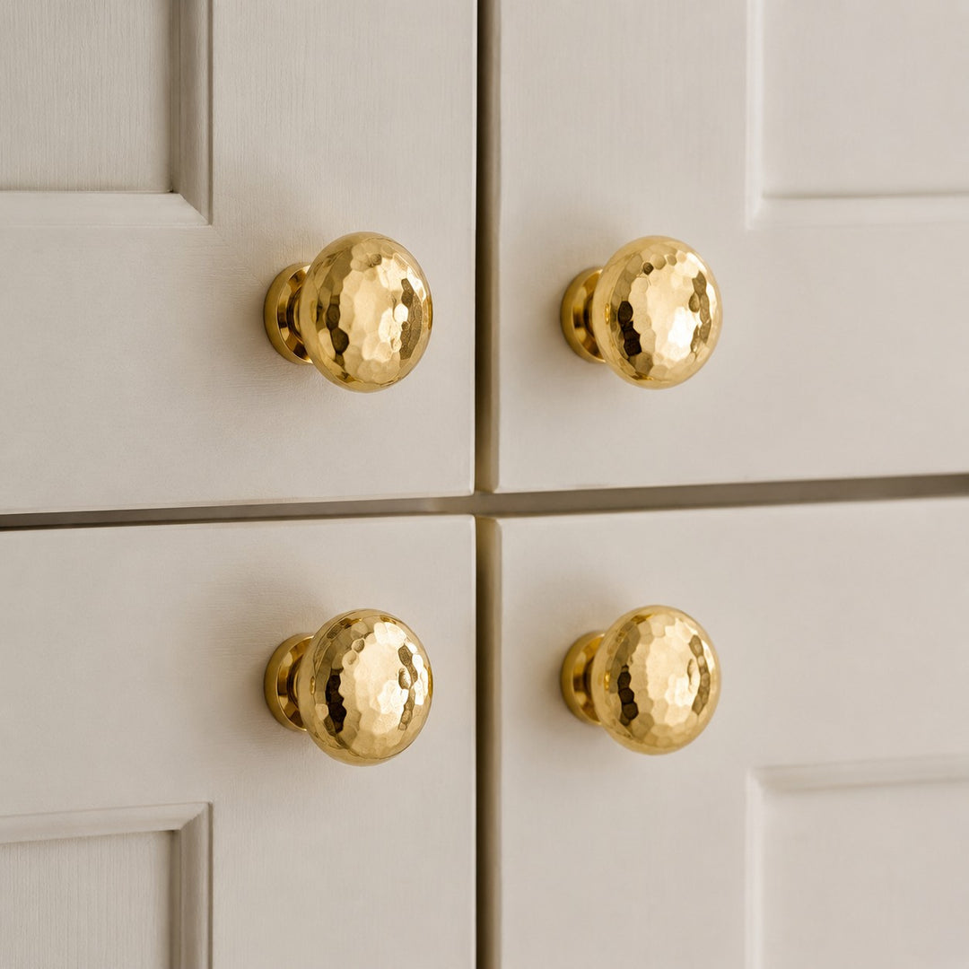 Hammered solid brass cabinet knob