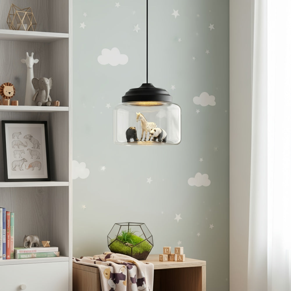 Lámpara colgante de vidrio con diseño de animal Beastlynn - Luz colgante creativa con diseño de zoológico para habitación infantil N23