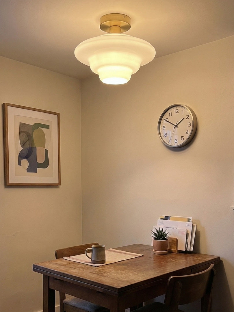 Plafonnier fixe Art Déco en verre laiteux