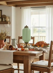 Eloise Scallop Glass Shade Vintage-Inspired Table Lamp for Bedroom and Living Room Accent Lighting