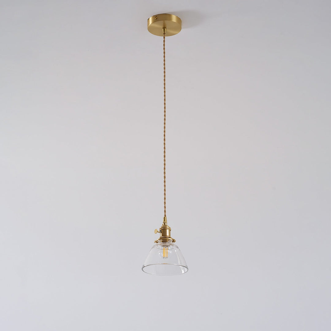 Brass Glass Hardwired Pendant Lamp