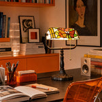 Load image into Gallery viewer, TF Tivanny Floral Stained Glass Desk Lamp - Vintage Table Light for Bedroom Study Living Room