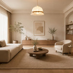 Charger l'image dans la visionneuse de galerie, Warm camel lace pendant lamp in a calm contemporary living room