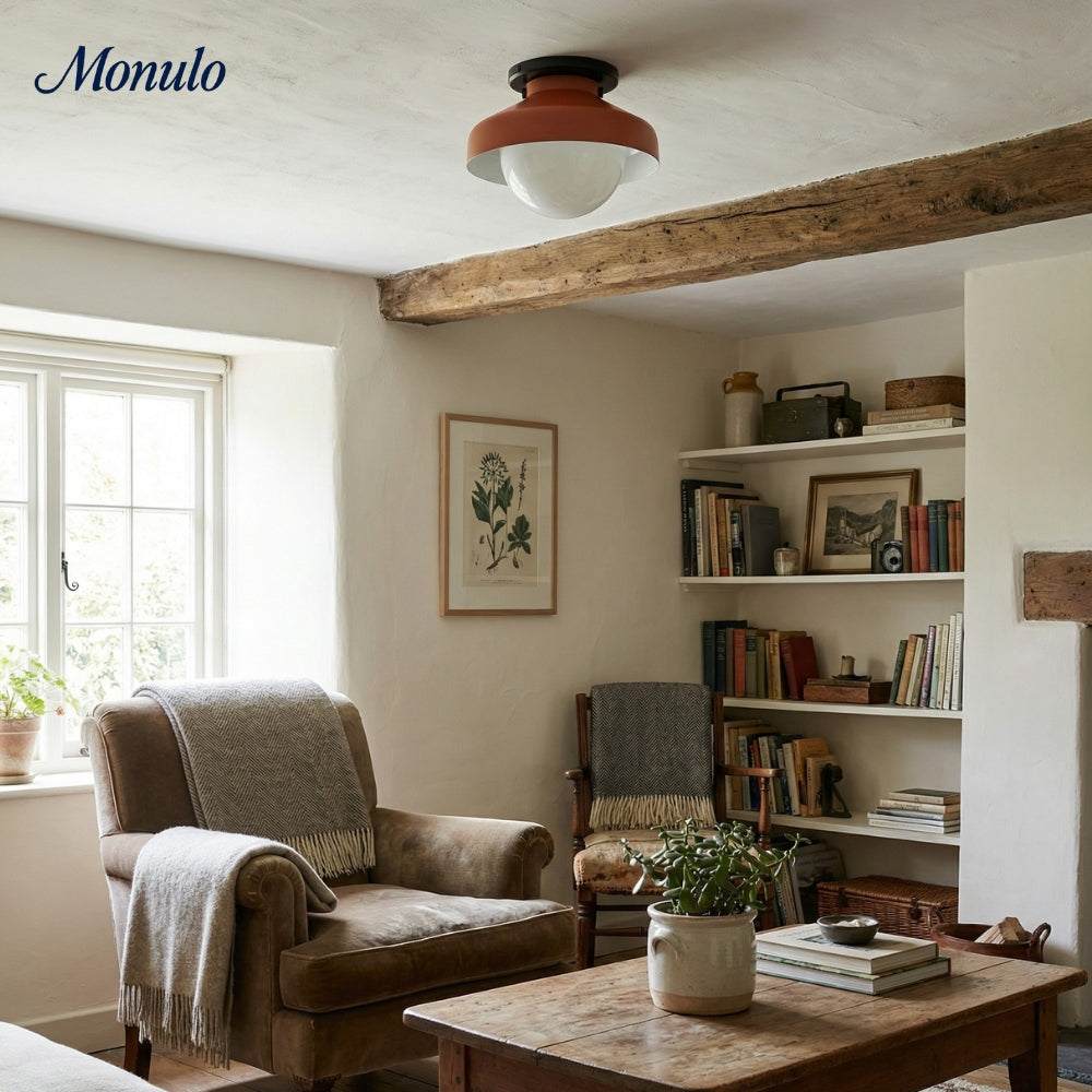 Hanton Aufputz-Deckenleuchte – Modernes minimalistisches Leuchtmittel mit Milchglas- und Metallschirm