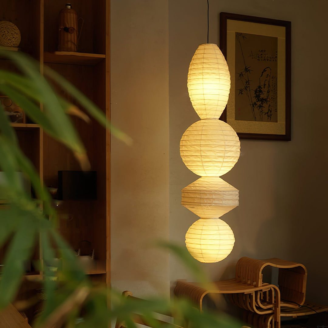Stacked Ribbed Paper Swag Pendant Light