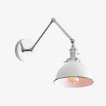 Cargar imagen en el visor de la Galería, Conique Metal Vintage Industrial Swing Arm Wall Lamp - Adjustable Dome Shade for Study
