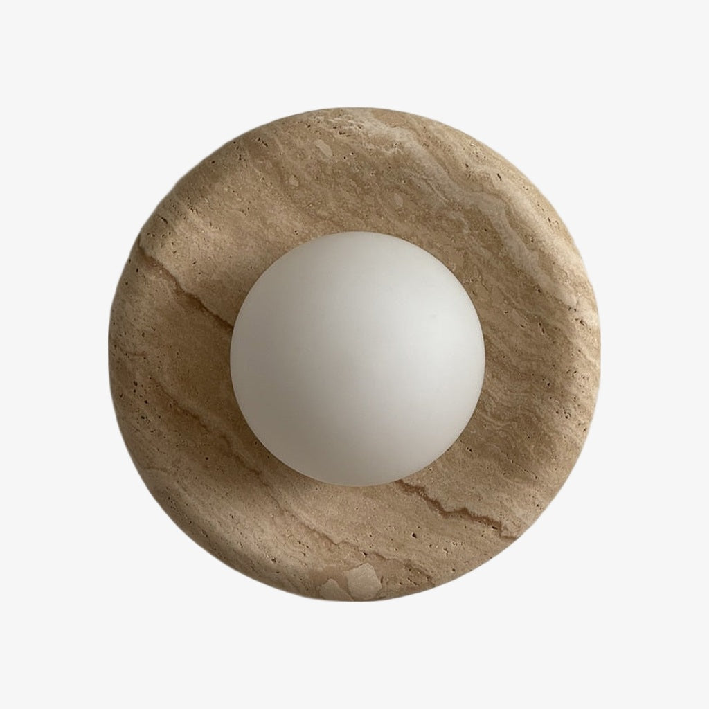 Oria Minimalist Travertine Wall Sconce - Sculptural Ambient Light for Bedroom